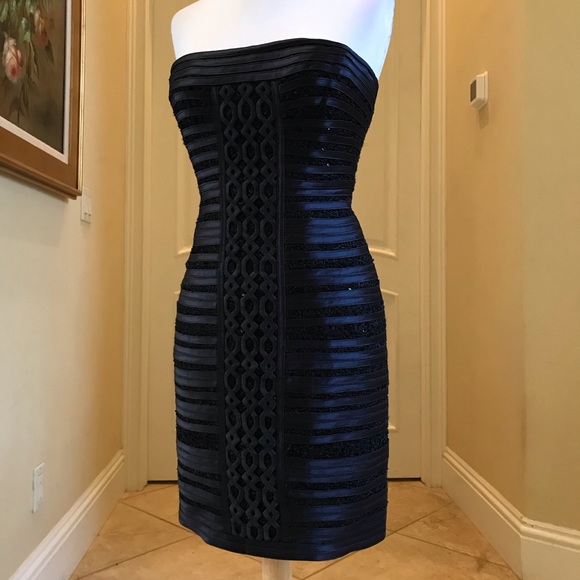 bcbg blue strapless dress Arlington Long Sleeve Boat Neck Mini Dress in Chocolate By DISSH main image 0